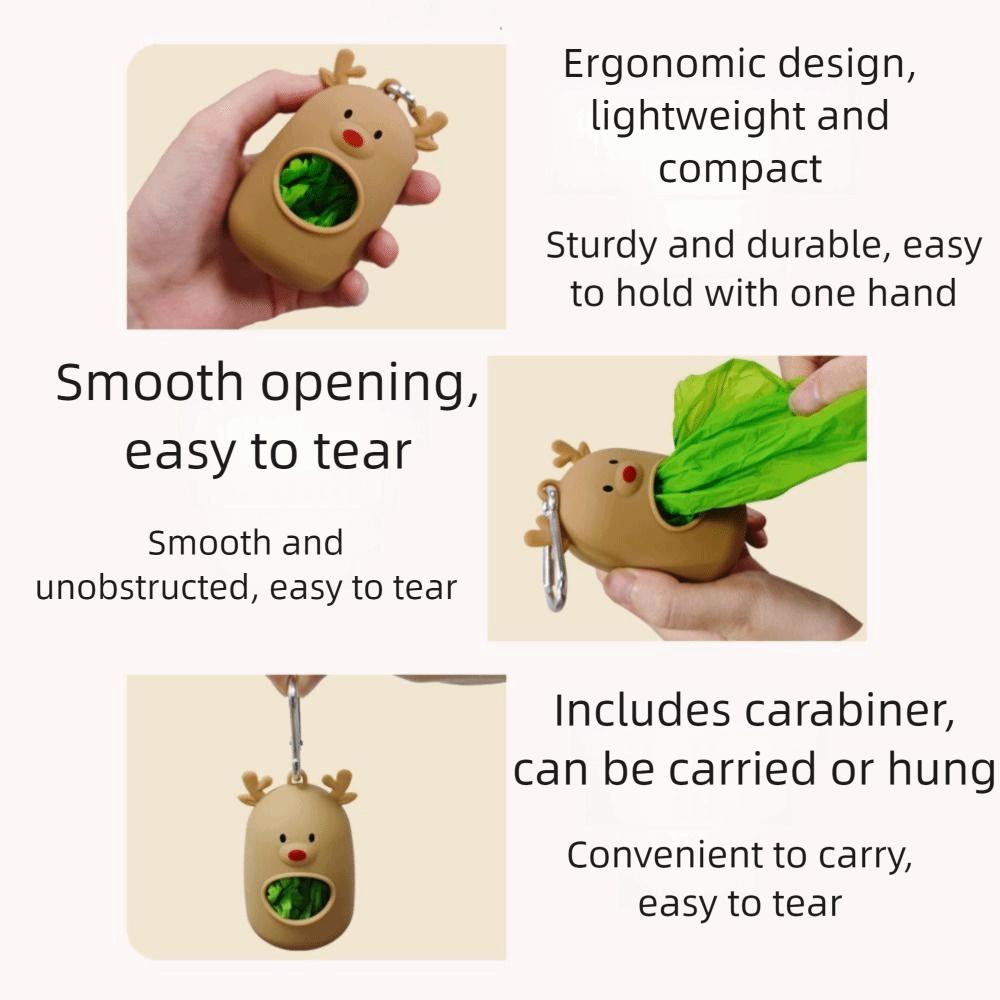 Silicone Puppy Poop Bag Carrier Cartoon Pet Waste Bags Holder Cute Garbage Bag Storage Box  Outdoor