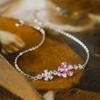 Fashion Niche Authentic S925 Silver Pink Cherry Blossom Bracelet Fresh and Elegant Women's Jewelry Gift