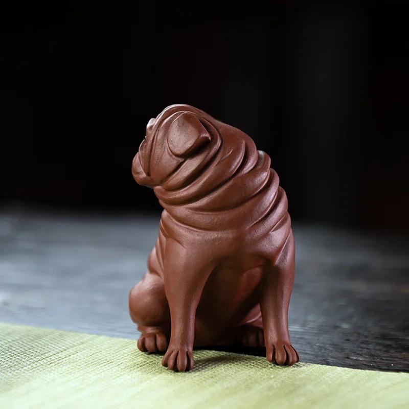 Yixing Purple Clay Tea Pet Chinese Zodiac Dog Statue Animal Tea Figurine Ornaments Household Handmade Tea Set Decoration