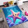 Cute Starfish Rectangular Rug, Underwater Ocean Sea Animal Print Non Slip Floor Mat for Living Room Bedroom Decor