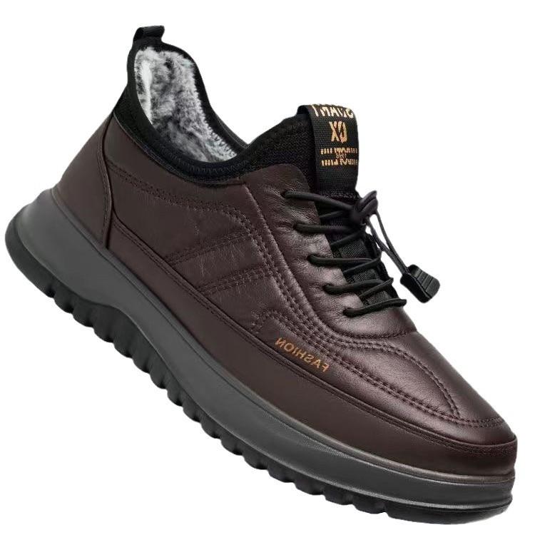 Cotton Shoes Men's Shoes Winter Casual Shoes Fleece Thickened Outdoor Sports Shoes 2024 New Leather Warm Snow Boots