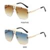 Fashion Double Bridge Sunglasses For Women Men Trendy Rimless Sun Glasses Uv Protection Shades Square Gradient Lens Sun Glasses