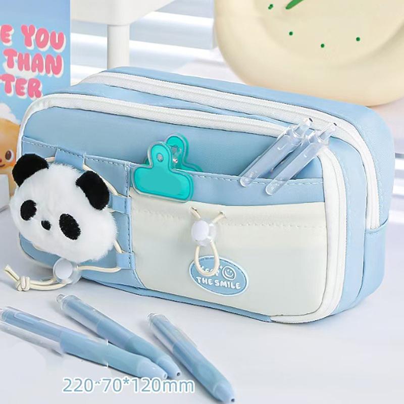Large Capacity Pen Bag School Simplicity Pencil Case For Student Sweet Creative Design Solid Color Stationery Organizer