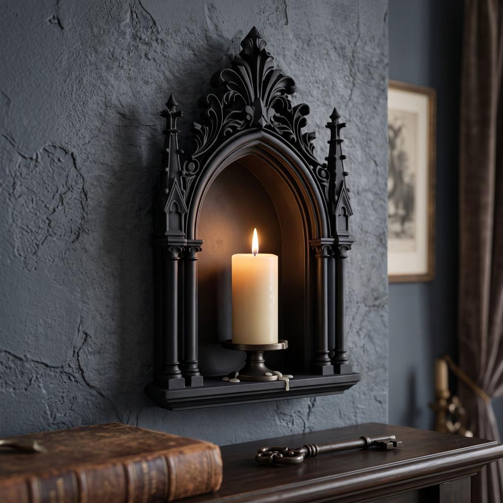 3D Printed Gothic Shelf Wall Mounted Decorative for Living Room Display