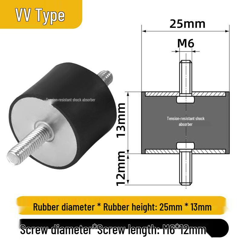 VV Type Rubber Shock Absorber with Dual External Threaded Rods - Industrial Vibration Dampening Silent Buffer Pad NHE01