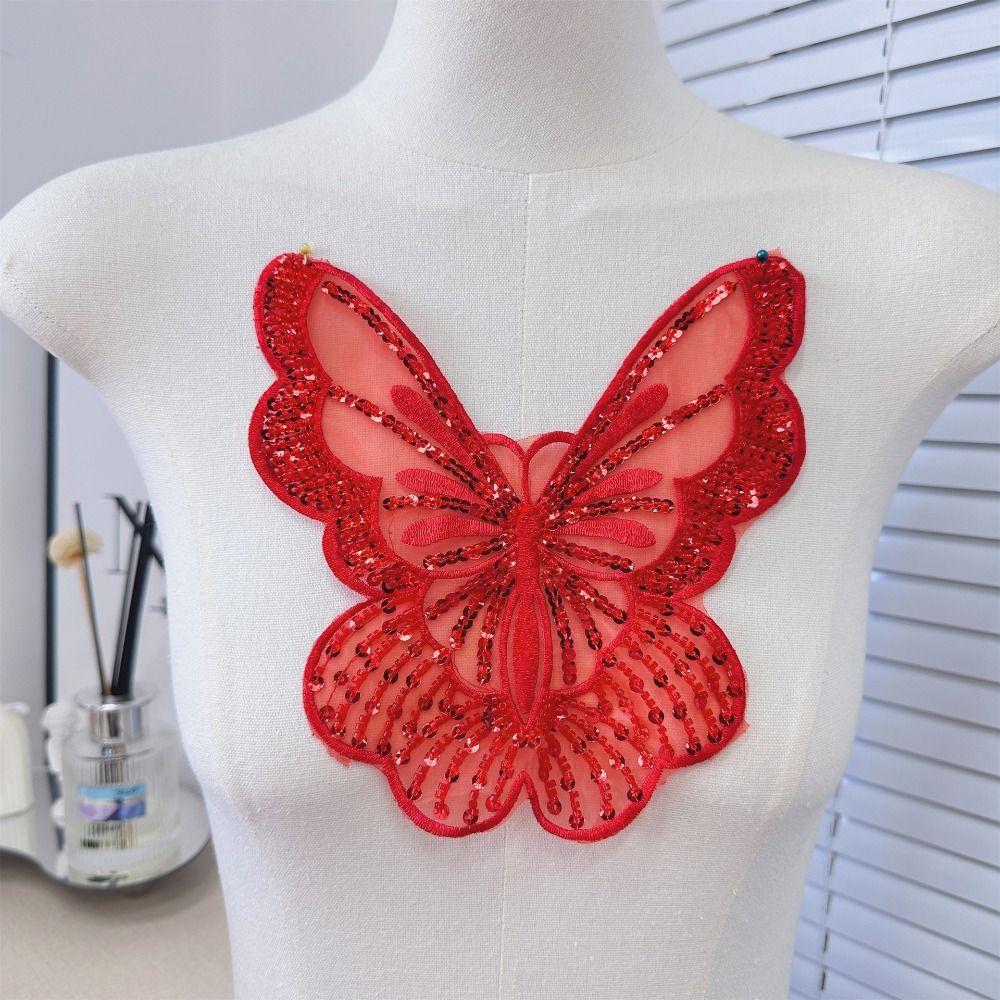 Embroidery 3D Butterfly Lace Patches Multi-layer Sequin Shiny DIY Clothing Accessories 3D Texture Dress Decoration