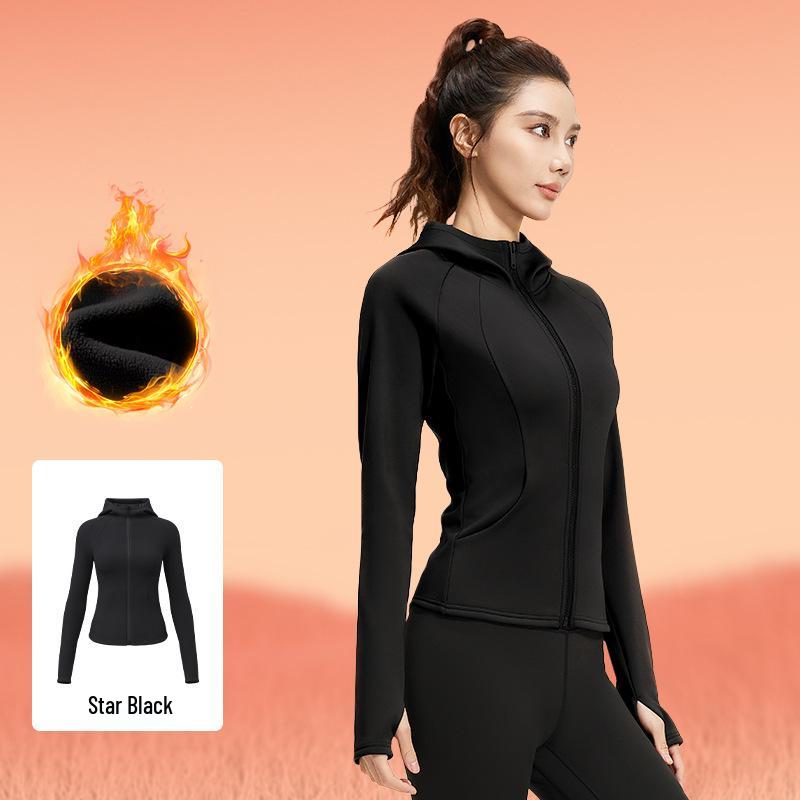 

Juyitang Women s Velvet Yoga Suit: Slim Waist, Versatile Hooded Fitness & Casual Sportswear for Autumn/Winter XXL