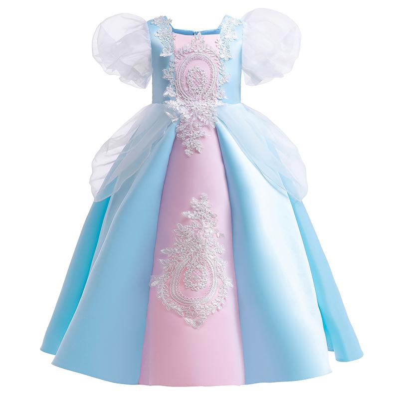 

Свадебное длинное платье с цветочным узором для девочек, элегантное платье с пышными рукавами для дня рождения, детское пышное бальное платье, торжественное платье 110cm