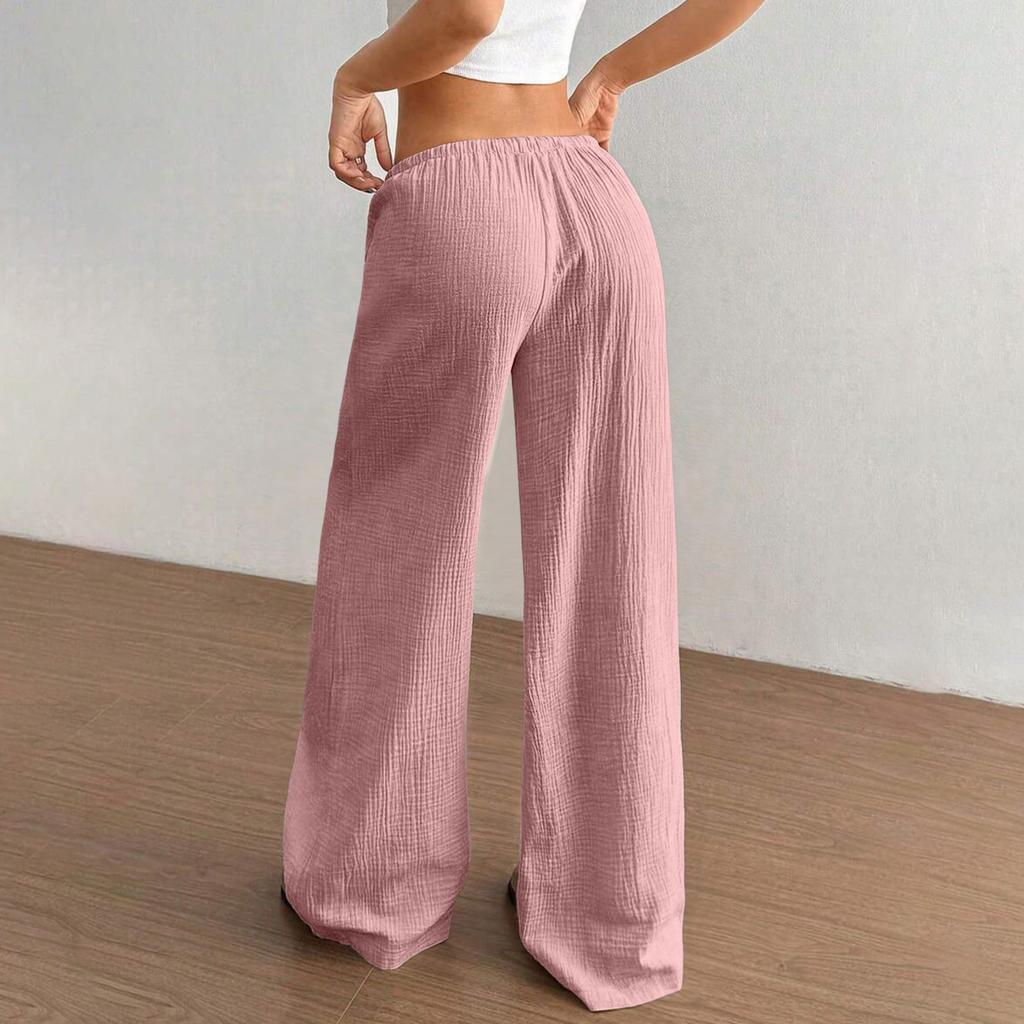 Women’s Casual Wide Leg Pants Loose Fit Drawstring Waist Lightweight Trousers with Pockets for Everyday Wear