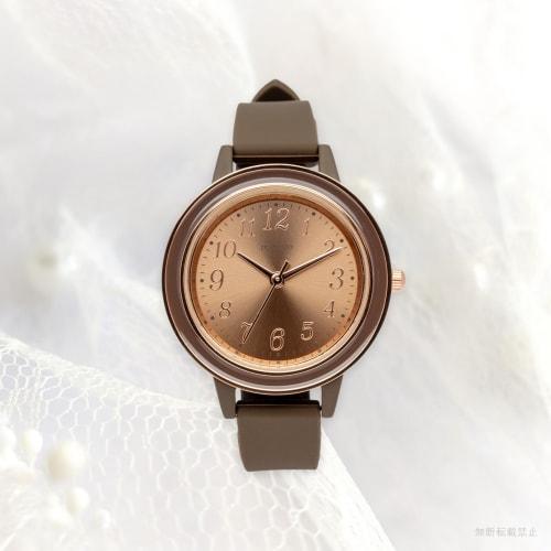 Fieldwork Women's Analog Watch with Silicone Strap and Inner Ring, Pink Gold, Zille Brown, JN038-4