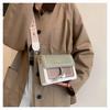 Borsa a Spalla in Ecopelle Street Style, Piccola Borsa a Tracolla Quadrata con Dettagli di Cucitura per Donna