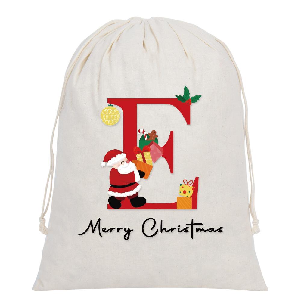5pcs Large Letter Drawstring Bag Cloth Bag Party Festival Supplies Bag Christmas Gift Bag Santa Claus Bag