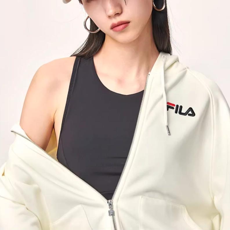 New FILA Sweatshirt Women's Milk Salt White F51W138599F-IV