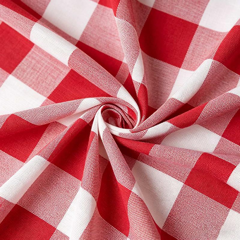 1 STKS Koreins Klassiek Rood Geruit Semi-Verduisterend Gordijn Scheidingswand Privacy Gordijn Stangzak Ontwerp Voor Woonkamer Slaapkamer Keuken W100 x H130cm 1Piece&S Rod Pocket&1 panel rood