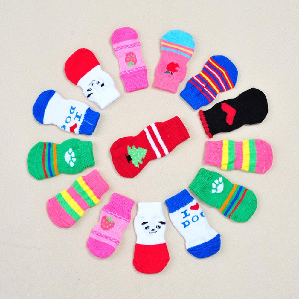 

4Pcs Cute Puppy Dogs Pet Knits Socks Bottom
