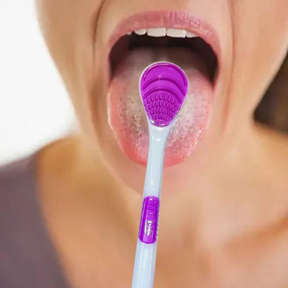 4 Stück Silikon Zungenschaber mit ergonomischem Griff, doppelseitig, für frischeren Atem, Zungenreinigungsbürste, Mundhygiene-Werkzeug