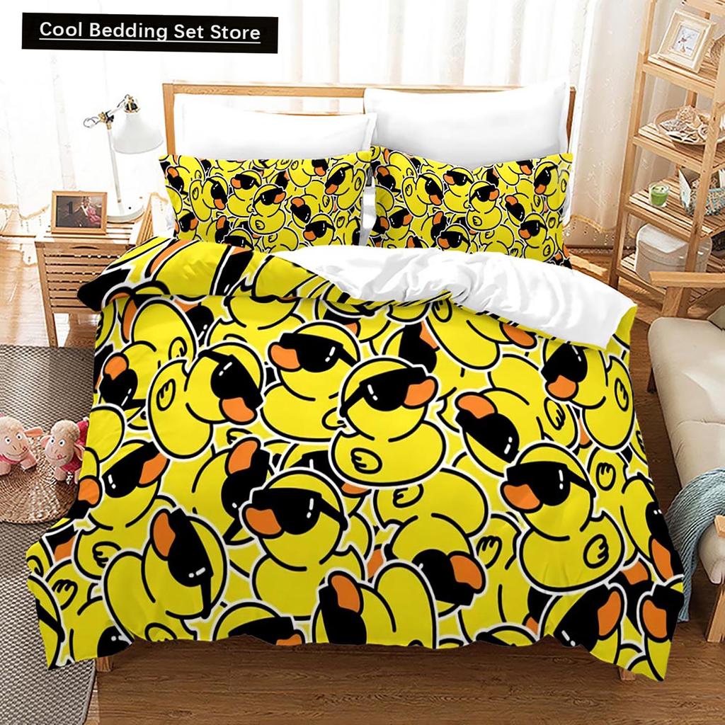 Yellow duck Bedding Set Single Twin Full Queen King Size Little duck Bed Set Aldult Kid Bedroom Duvetcover Sets 3D Print 015