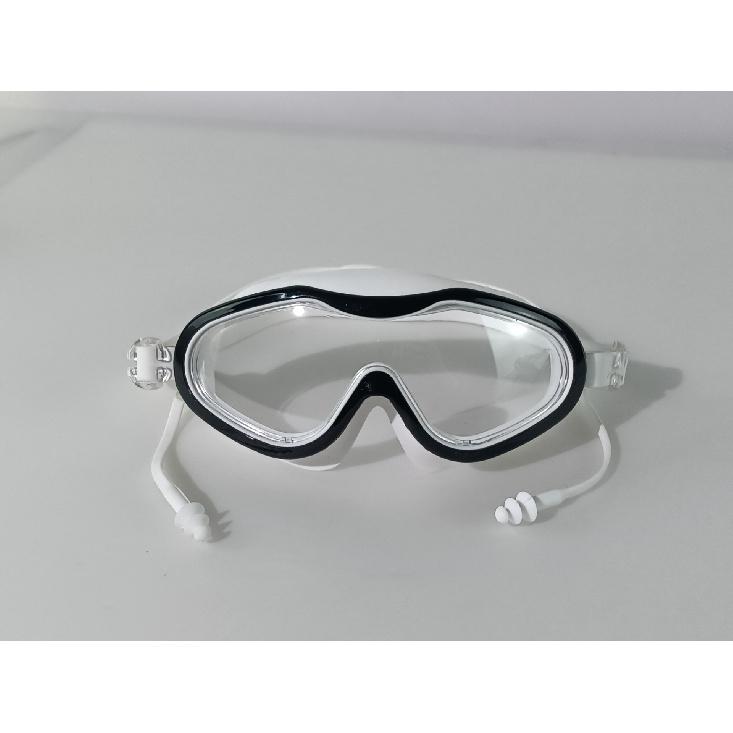 High-definition waterproof and anti-fog swimming goggles, flat large-frame swimming glasses, high-definition adult model with earplugs and eye