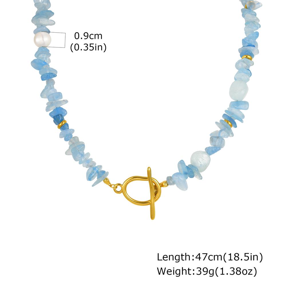 Vnox Crystal Pearl Natural Stone Luxury Necklace Women Formal Party Extra Stainless Steel OT Buckle Charm Bright Jewelry Choker