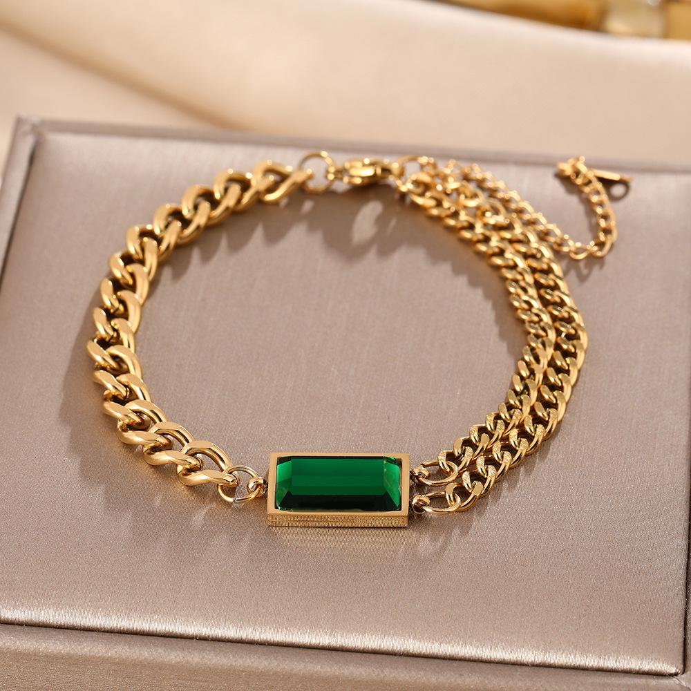 Luxe Titanium Staal Vierbladig Klaver Armband in Koreaanse Stijl met Ingelegde Diamanten voor Vrouwen - Kleurvast