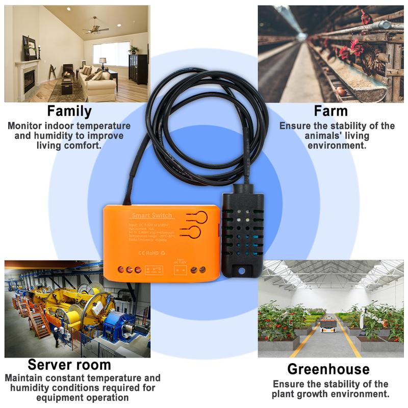 Tuya Wifi Temperature Humidity Sensor Switch for Aquariums Water Temperature Monitoring Work with Alexa Google Home 12V 24V 220V