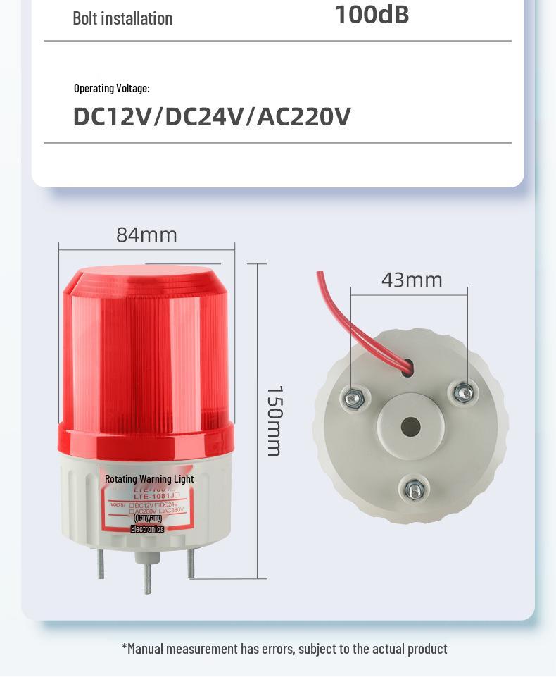 LTE-1081J Vehicle-Mounted Rotating Warning Strobe Light and Alarm, 12V-220V
