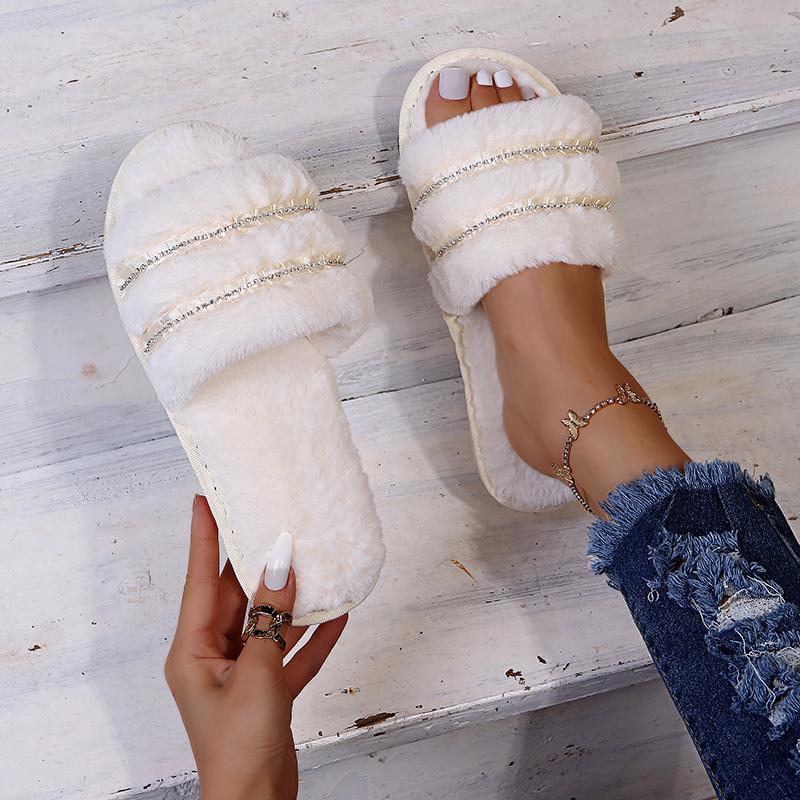 Fashion Winter New Women Slippers Anti Slip Casual Indoor Flat Shoes Women Warm Solid Color Fashion Slippers Trend Home Slides Women