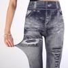 Women Slim Cropped Trousers Elasticity Casual Pants Imitation Denim High Waist Push Up Leggings