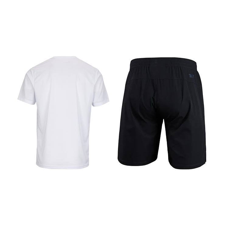 Under Armour Training Running Striped Short Sleeve Versatile Simple Shorts 2 Piece Fitness Set Men Sets 25500519-100+22500214-001