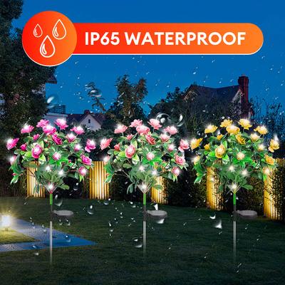 LED Solar Azalea Flowers Garden Lamp Home Decorative Light Landscape Orchid Rose LampYard Lawn Path Holiday Wedding Lights