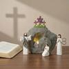 Easter Resurrection Scene Set Resin Easter Scene Empty Tomb Figurine Christian Easter Gifts for Religious