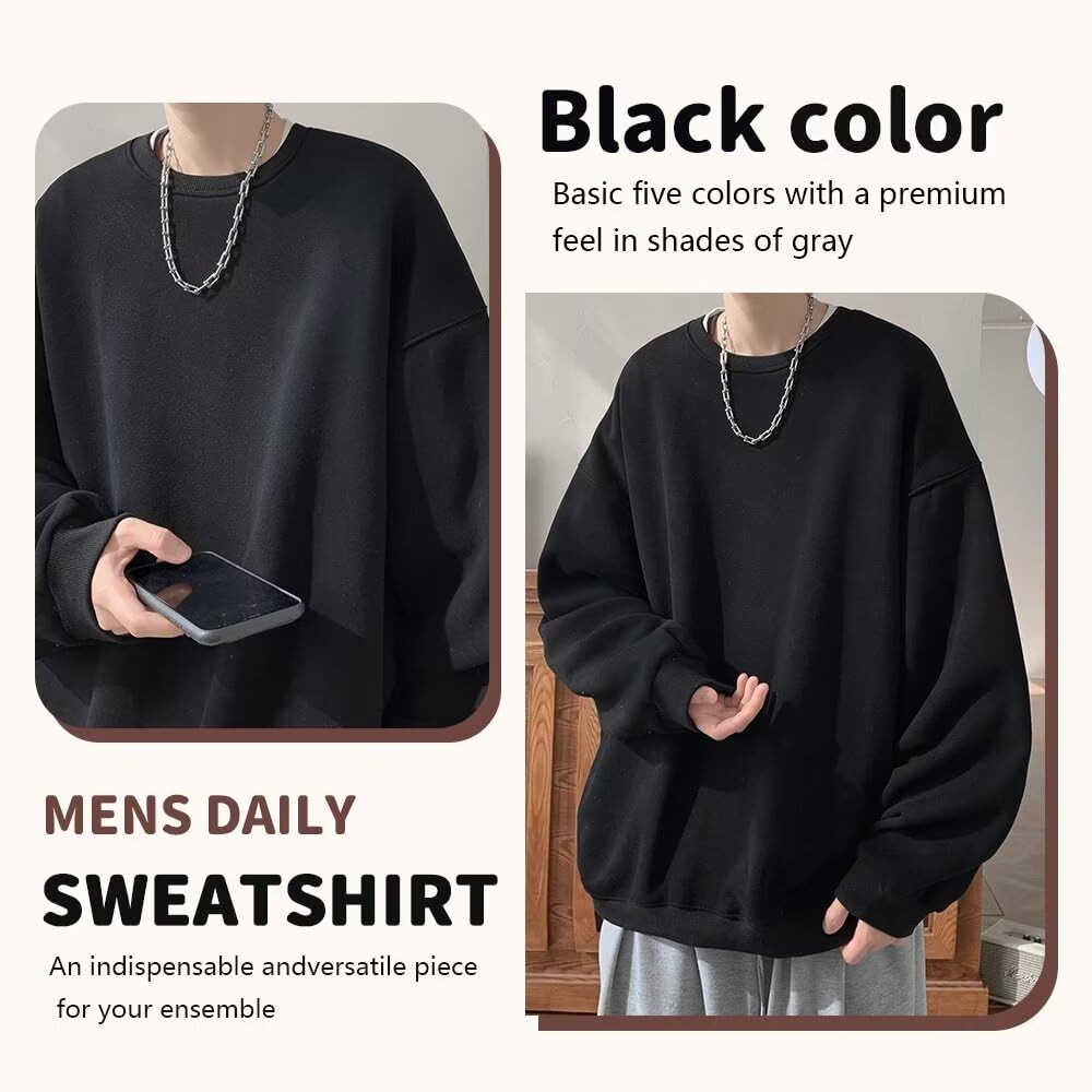 Fuyumoe Plus Size Long Spring Loose Big Solid Winter Men's Sweatshirt, Sleeve, Clothing, Casual, Oversized, Fit, Silhouette, Color, Top, Spring,