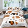 Guinea Pig King Queen Bedding Set Lovely Cartoon Mouse Duvet Cover Flower Plant Animal Comforter Cover Polyester Quilt Cover