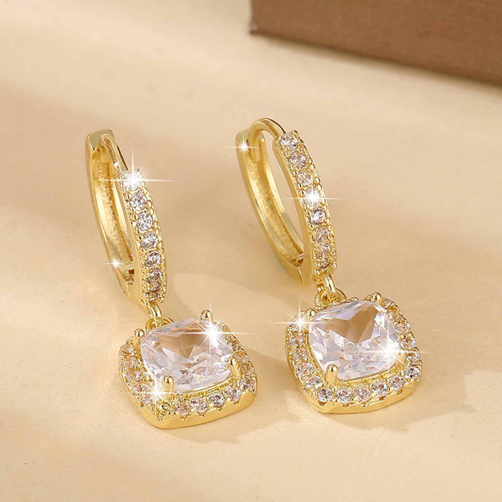 Trendy CZ Stone Earrings for Women Luxurious Huggie Hoop Earrings Dainty Ear Jewelry Gift
