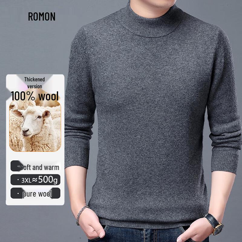 

Luomeng Men s 100% Wool Thick Round Neck Sweater 3XL