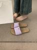 Frosted one-word with casual flat-bottomed slippers for women's summer wear 2025 new dopamine beach cool slippers