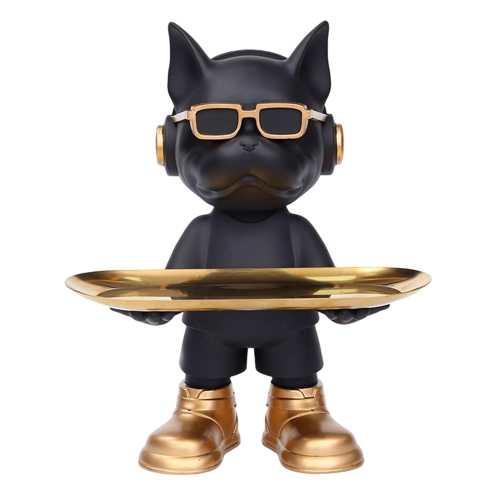 French Bulldog Sculpture Dog Statue with Tray and Keys Holder Storage Gift Home Decor Ornaments Rood Decor Animal Figurine
