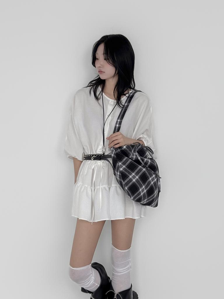 Atil Studio Cozy Check Shoulder Bag _Black