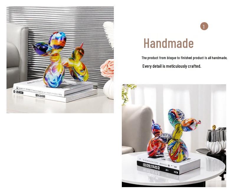 Creative Graffiti Balloon Dog Ornament for Home Décor: Artful Figurine for Study, Wine Cabinet, and TV Stand