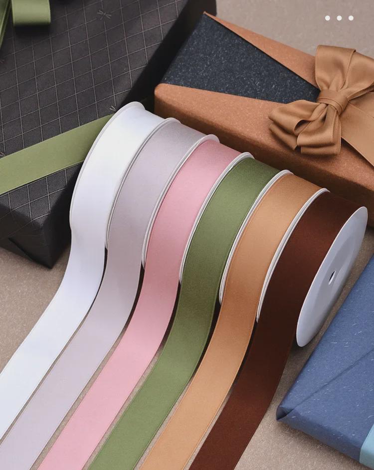 Double-Sided Matte Polyester-Cotton Ribbon, 2.5cm Wide, for Bow and Gift Packaging, Thickened Matte Finish.