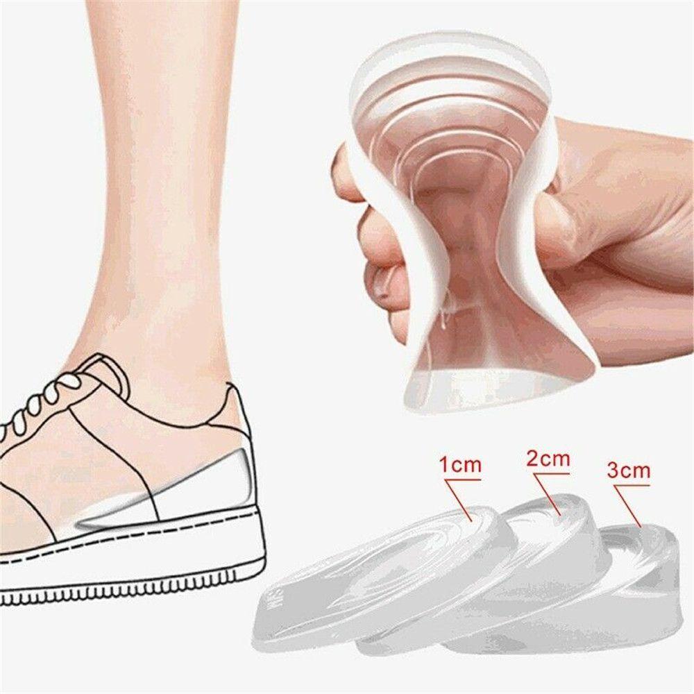 Pair 1~3cm Portable Invisible Soft Taller Height Increase Shoe Insoles Silicone Gel Heel Insert Pad