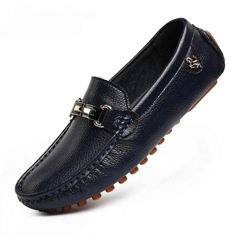 Green Loafers Men Handmade Leather Shoes Casual Driving Dad Flats Slip-On Moccasins Men Shoes Plus Size 46 47 48 Chaussure Homme