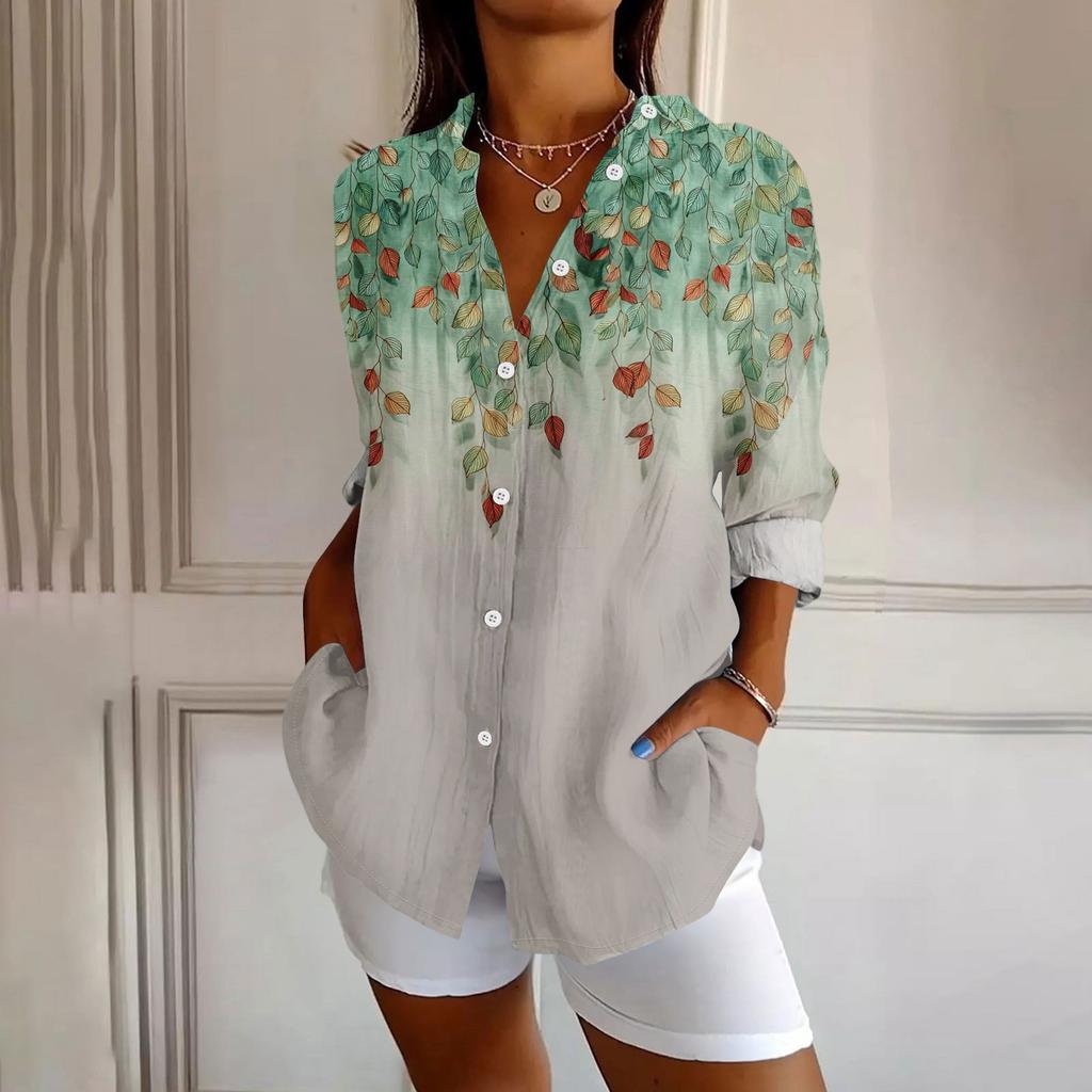 Womens Button Down Shirt Long Sleeve Shirts For Women Print Graphic Blouse Top