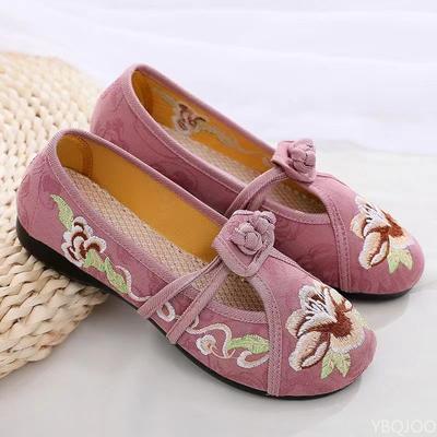 Fashion Vintage Traditional Style Women Soft-soled Shoes Spring Autumn Non-slip Flats Lightweight Breathable Comfort Embroidered Shoes