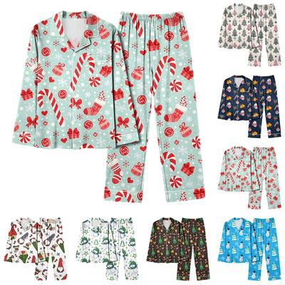 Women's Casual Fashion Christmas Print Long-Sleeve Top And Pants Homewear Set