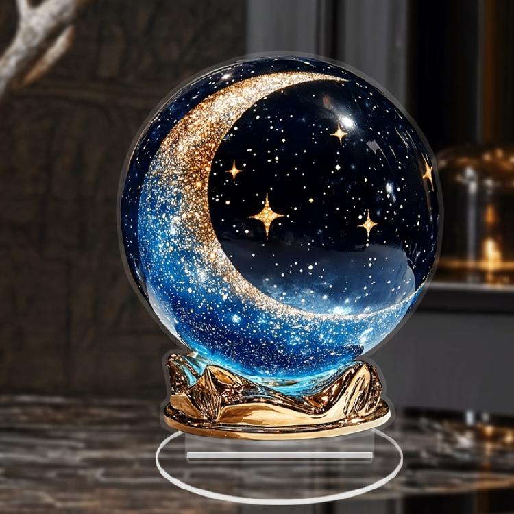Sfera di Cristalli Acrilici Antirottura per Decorazione Tavolo Scaffale Motivo Lune Stella 200g