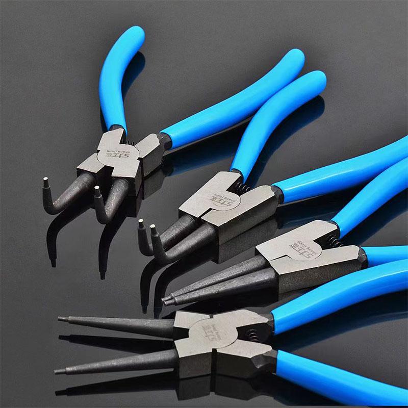 7 inch Snap Ring Pliers Set Heavy Duty Internal/External Circlip Pliers Kit Straight Bent Jaw for Ring Remover Retaining