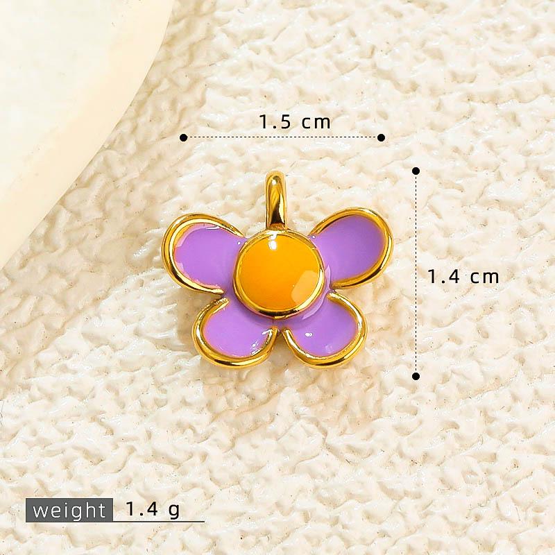 French Drip Flower Oil Painting Pendant Necklace & Heart Earring Charms in Stainless Steel - DIY Titanium Jewelry Accessories for Women