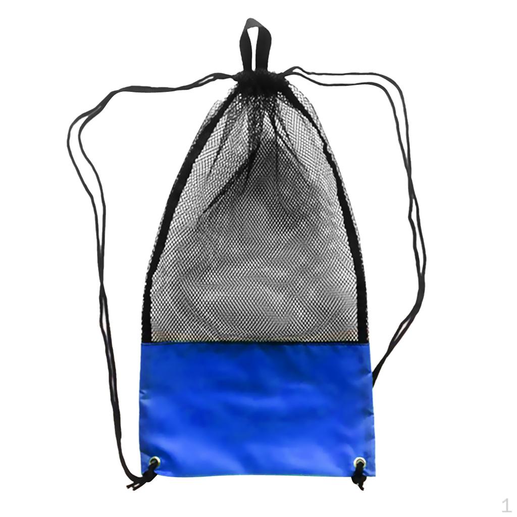 Mesh Drawstring Backpack Bag For Snorkel Scuba Diving Fins Goggles Mask 29"x13"