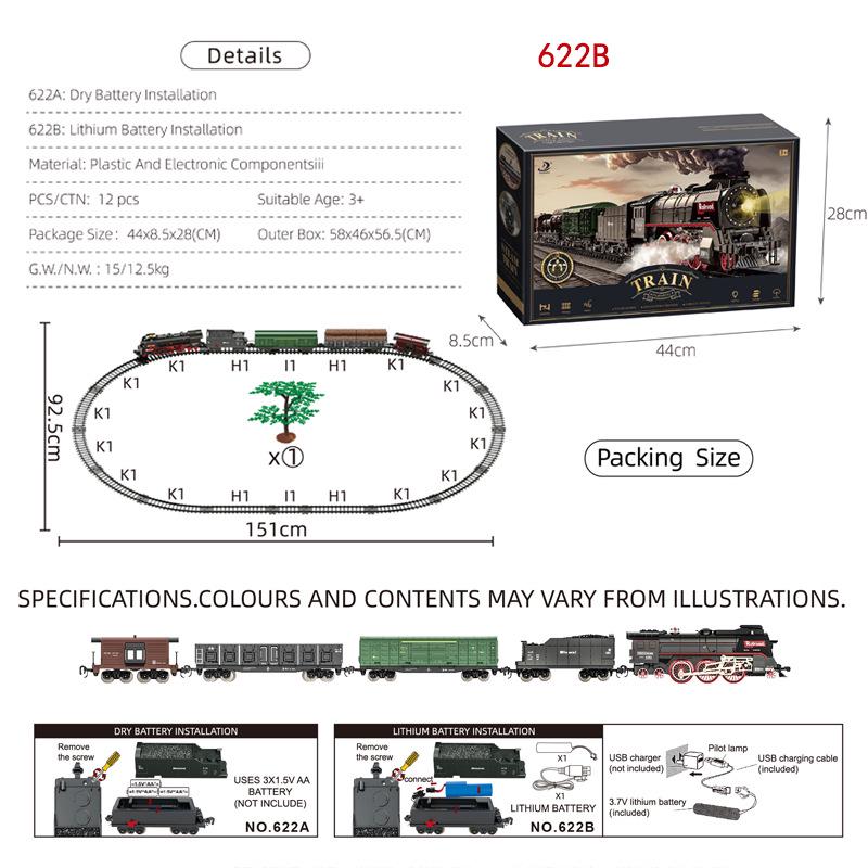 Retro Zestaw Torów Kolei Parowej - Elektryczna Zabawka dla Dzieci